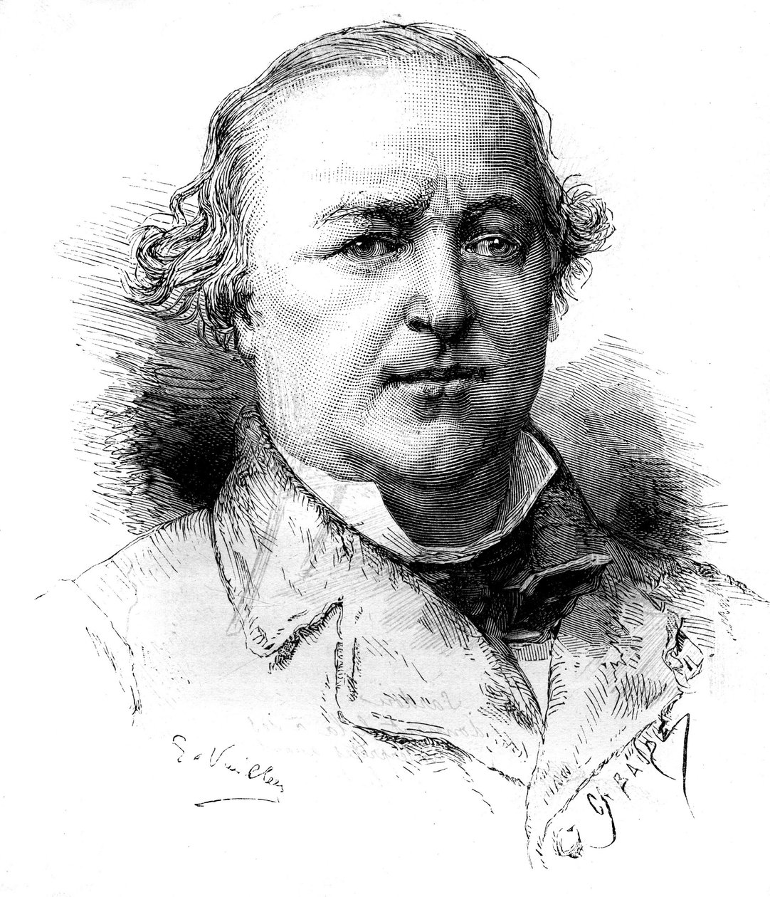 Portræt af Maitre Charles Lachaud (1817-1882), fransk advokat. Indgravering af Vuillier i "" Le Monde Illustré"" nr. 1342 af 16. december 1882. af Gaston Vuillier