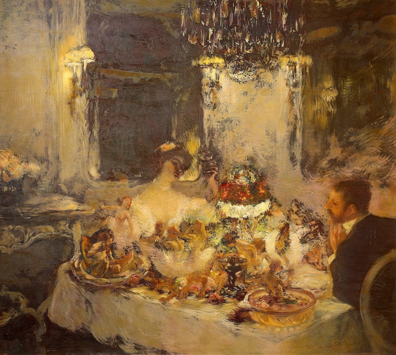 Champagne af Gaston La Touche (1851-1913), olie på lærred af Gaston de la Touche