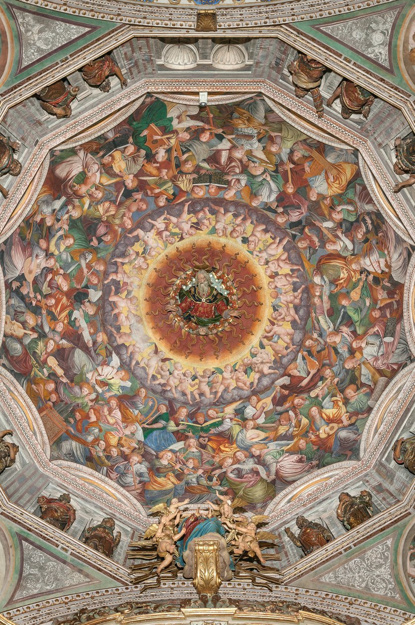 Assumption of the Blessed Virgin, kendt som "Englekoret spiller musik", Kuppelen på tværskibet, fra 1534 (fresco) af Gaudenzio Ferrari