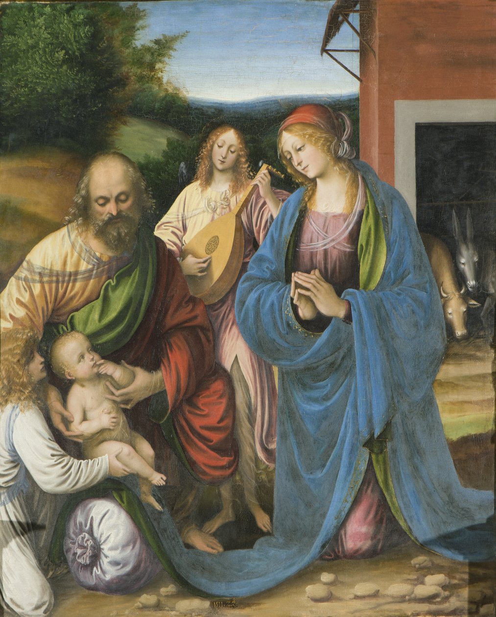 Detalje af fødselaren og den sidste nadver, Polyptic, 1511 (detalje af 3704244) af Gaudenzio Ferrari