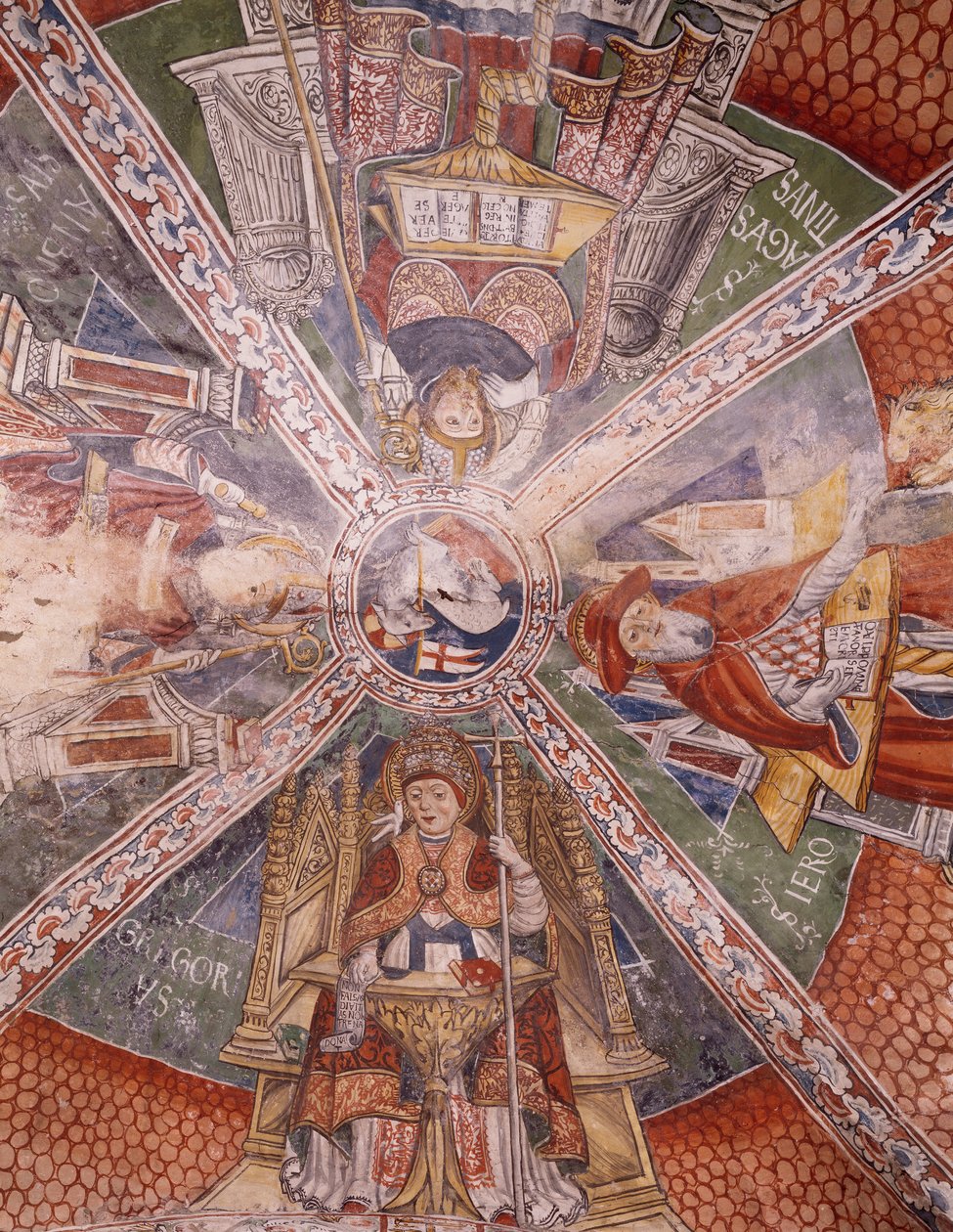 Doctors of Church, fresko af Gaudenzio Ferrari (1475-1546), Basilica of San Giulio, San Giulio-øen, Orta San Giulio, Italien af Gaudenzio Ferrari