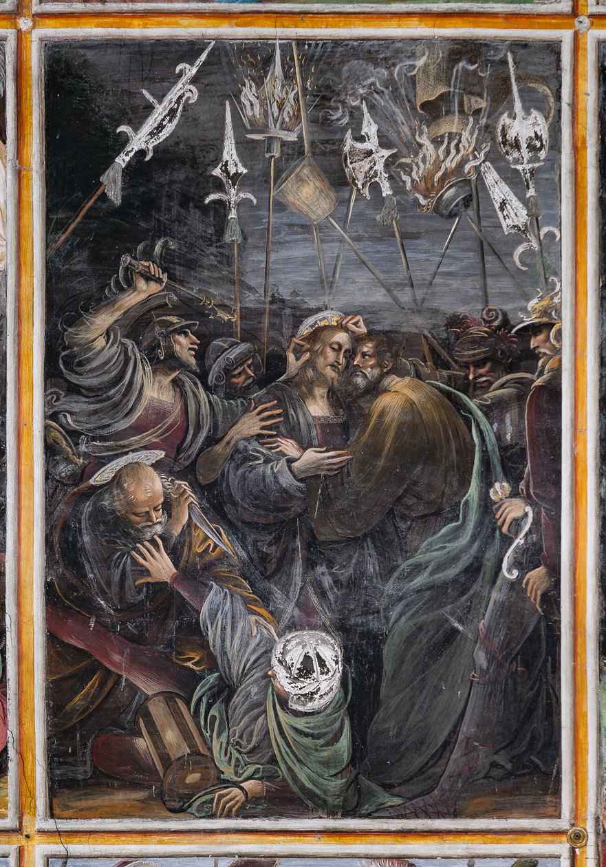 Kiss of Juda, detalje af "The life and the Passion of Christ" af Gaudenzio Ferrari