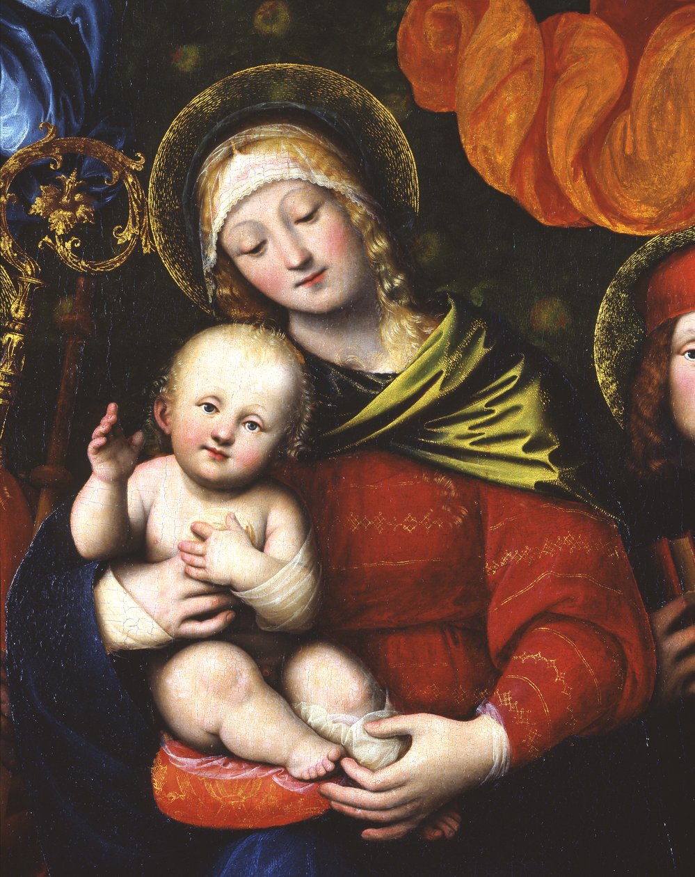Madonna med barn, detalje af 3498630, 1516 (panel) af Gaudenzio Ferrari