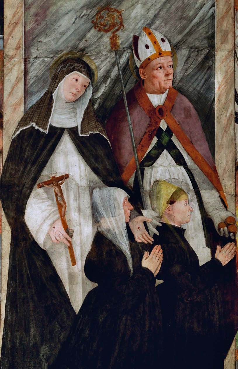 St. Katarina af Siena, St. Nicholas af Bari og to bydere på knæ af Gaudenzio Ferrari