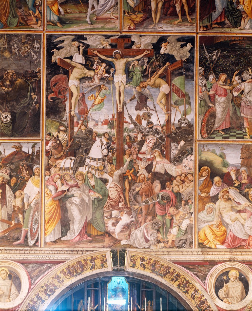 The Crucifixion, detalje fra Life and Passion of Christ, fresco af Gaudenzio Ferrari (1475-1546) 1513 af Gaudenzio Ferrari