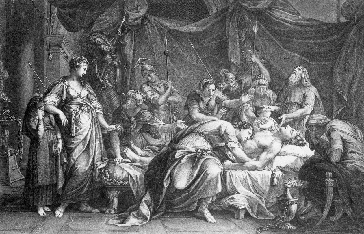 Andromache begræder Hectors død, indgraveret af Domenico Cunego, 1764 af Gavin Hamilton