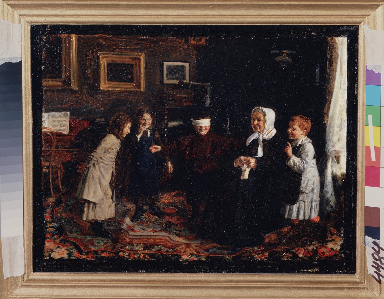 Colin maillard. Maleri af Gavriil Fyodorovich Rybakov (1859-?), olie på lærred, ca. 1880. Russisk kunst fra 1800-tallet. Det russiske statsmuseum, Sankt Petersborg. af Gavriil Fyodorovich Rybakov