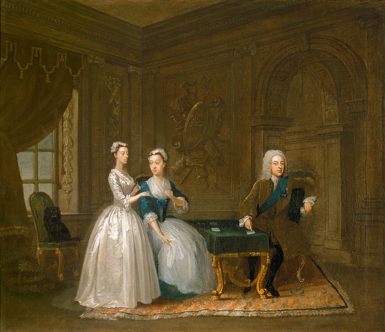 Portræt af John Montagu, hans kone og deres yngre datter (olie på lærred) af Gawen Hamilton