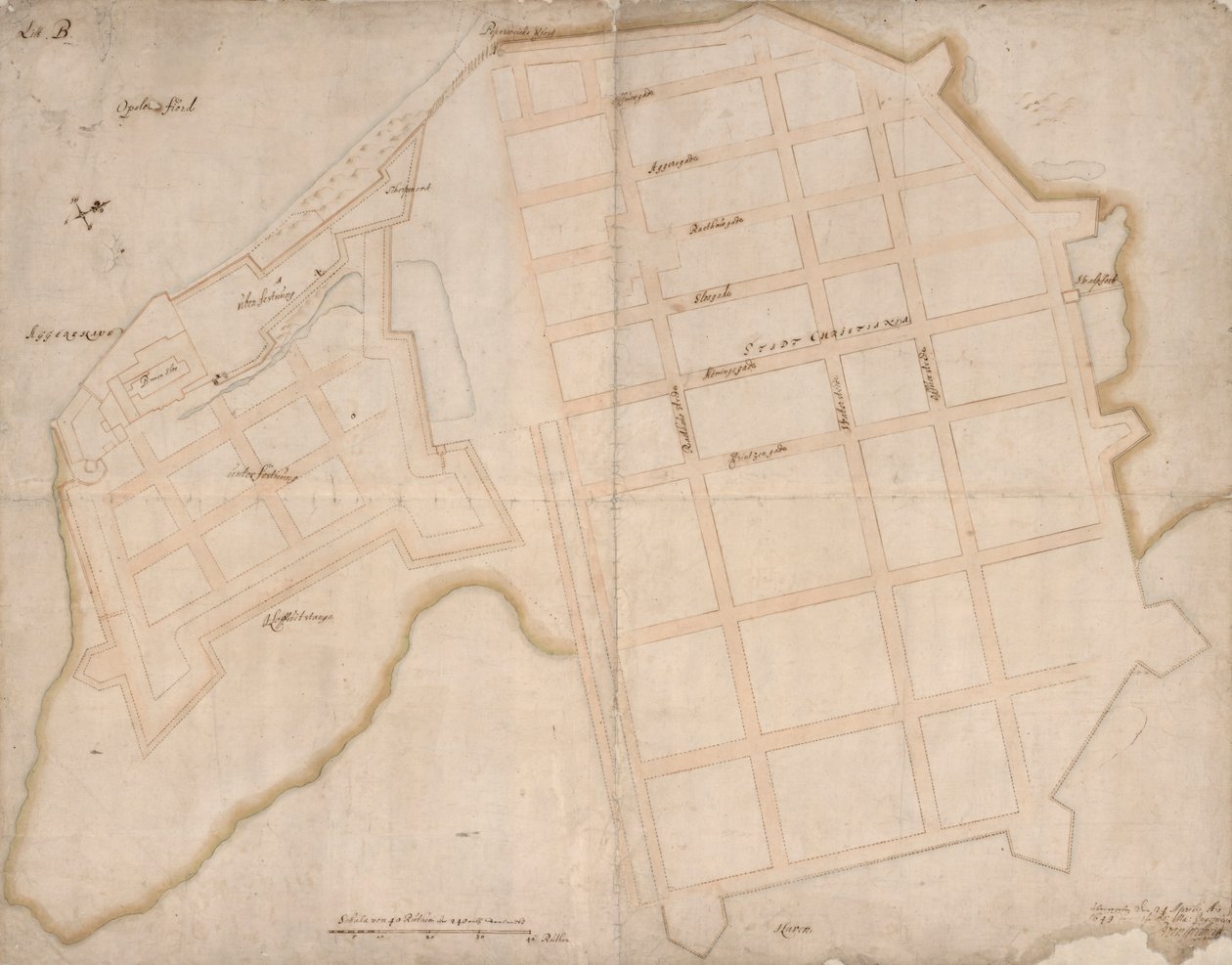 Grundtegning af Christiania og Aggershuus af Isaac van Geelkerck