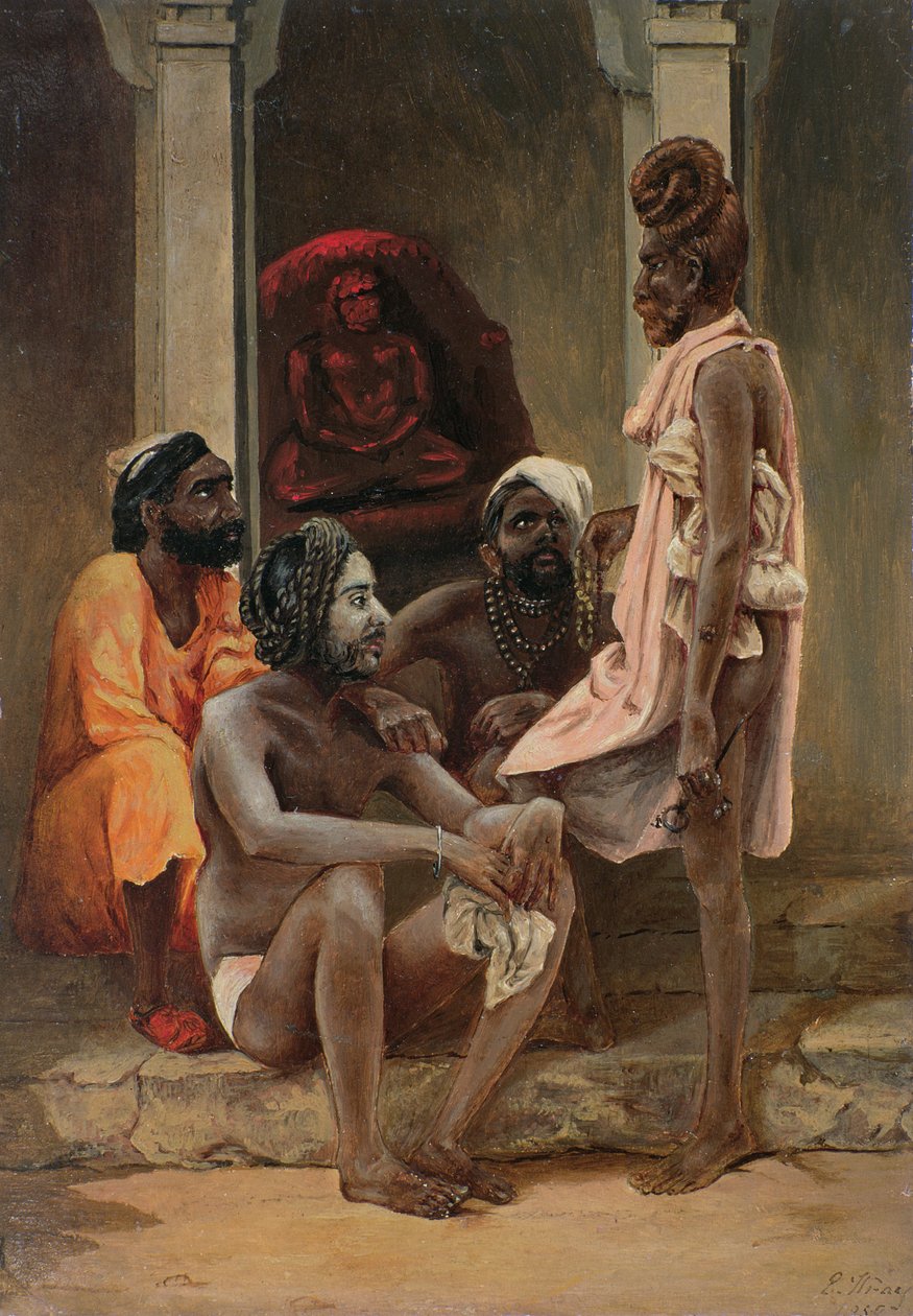 Gosiens eller Fakirs i Ahmedabad, 1858 (olie på papir) af General E.W. Wray