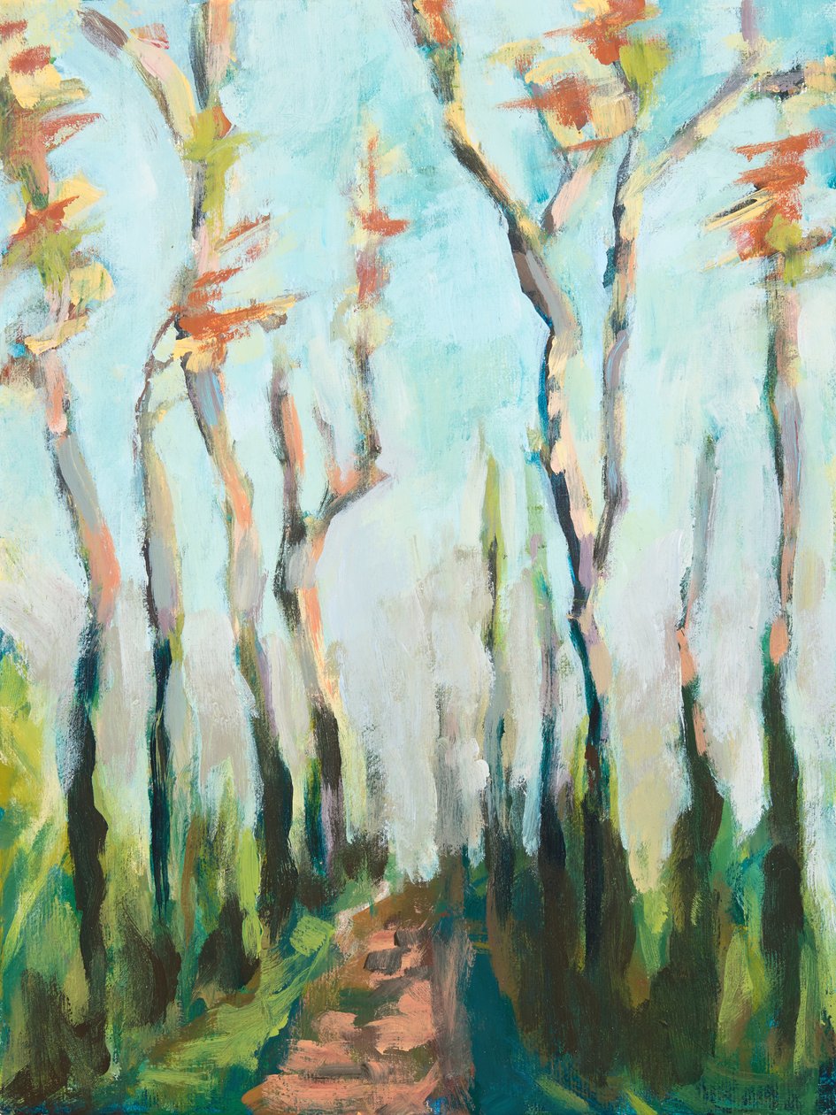 Autumn Beech wood, 2018 (akryl på plade) af Genevieve French