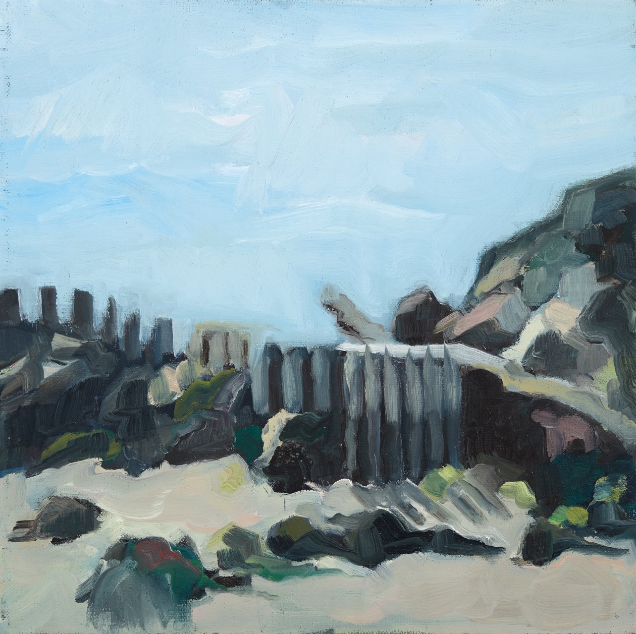 Beach, 2019 (olie på lærred) af Genevieve French
