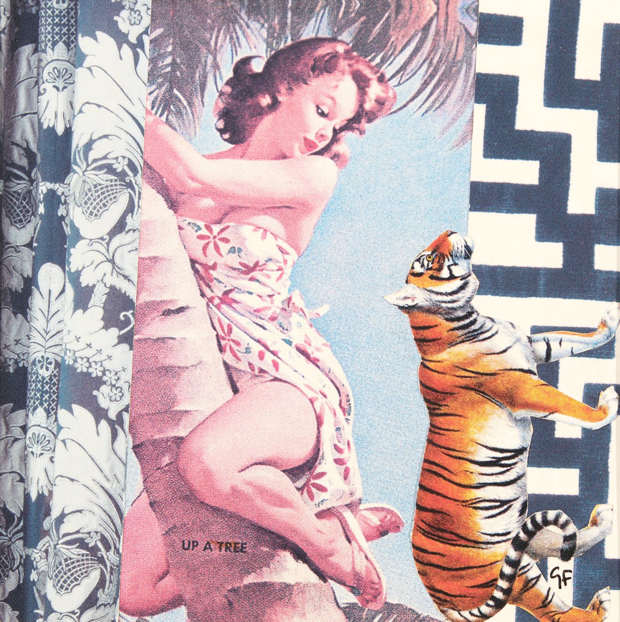 Klatrende pige med tiger, 2016 (collage) af Genevieve French