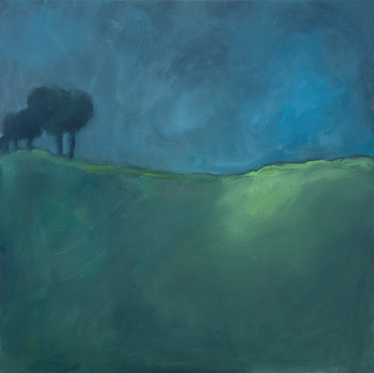 Landskab, 2019 (olie på lærred) af Genevieve French