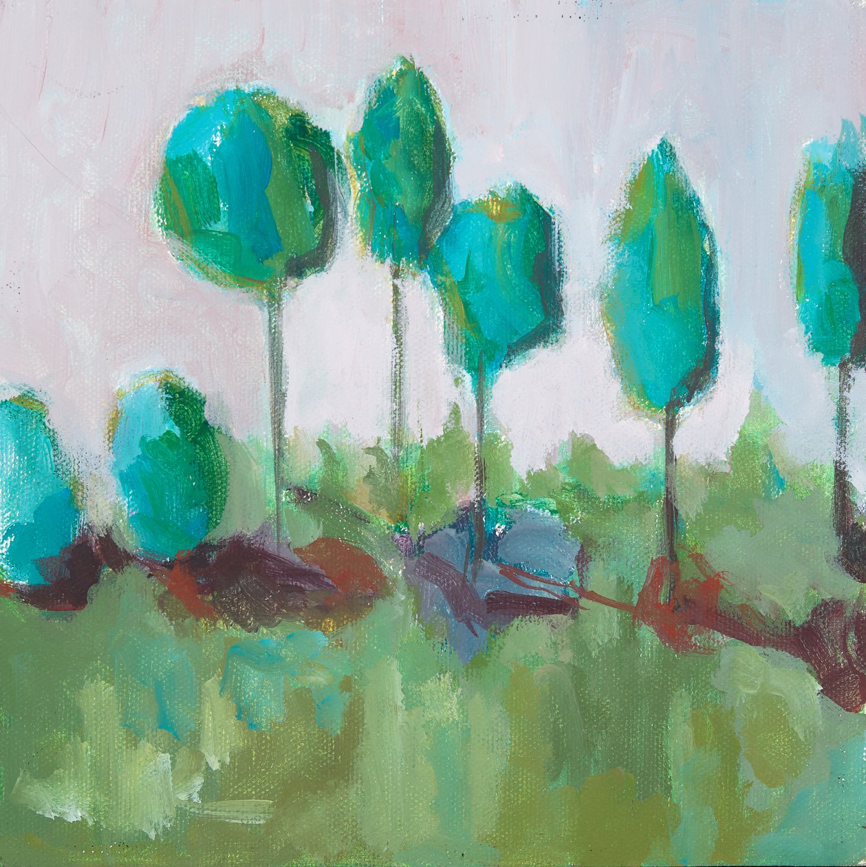 Row of Trees (akryl på plade) af Genevieve French