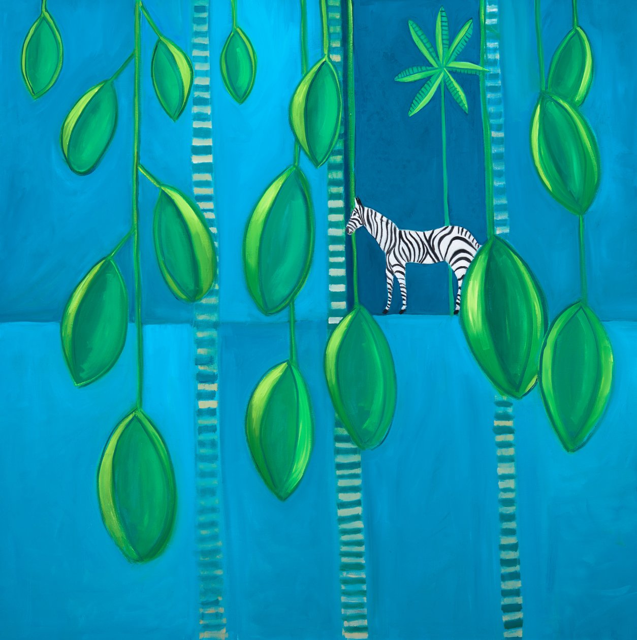 Where Zebras Live, 2017 (olie på lærred) af Genevieve French