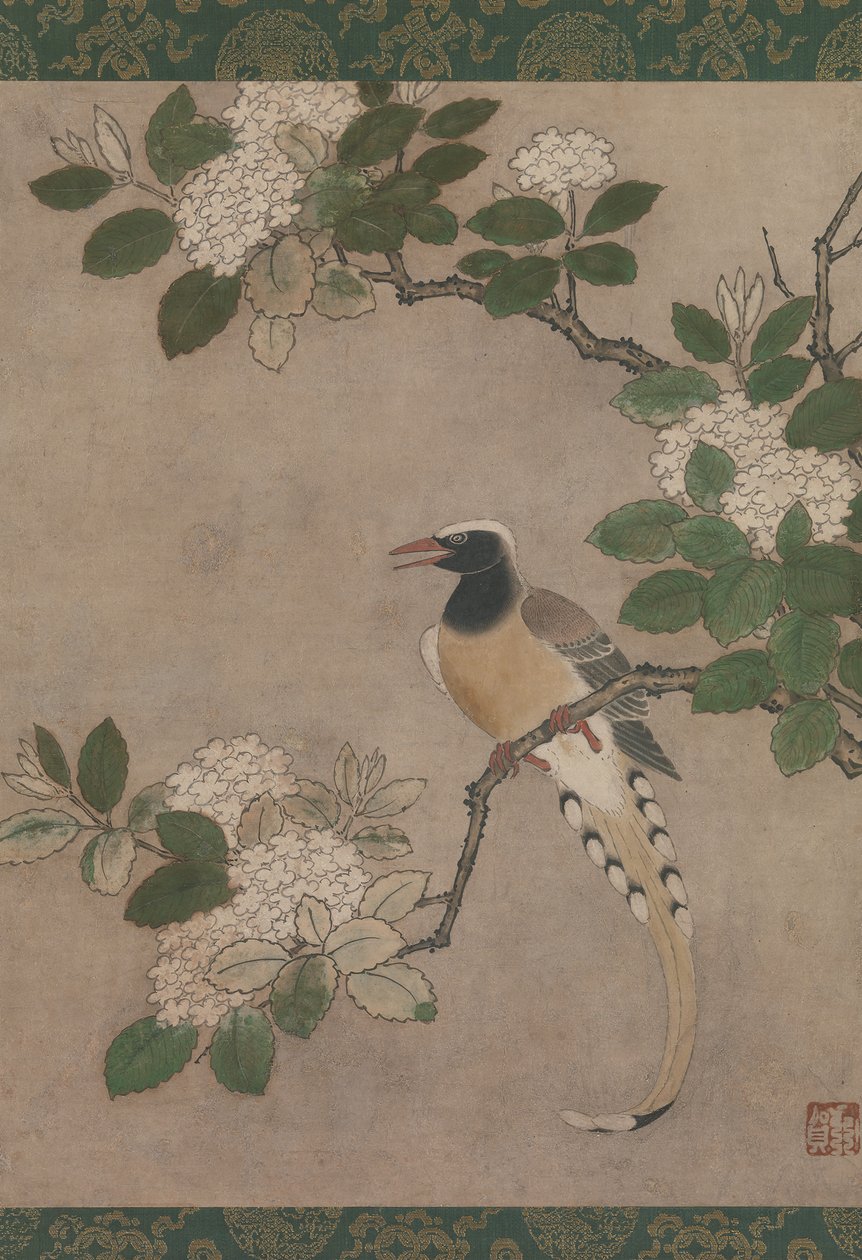 Magpie på Viburnum Branch, begyndelsen af det 16. århundrede. af Genga