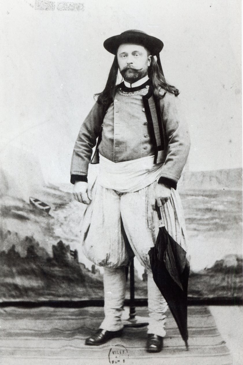 Emile Zola (1840-1902), fotograferet i Quimper (bw foto) af Genot