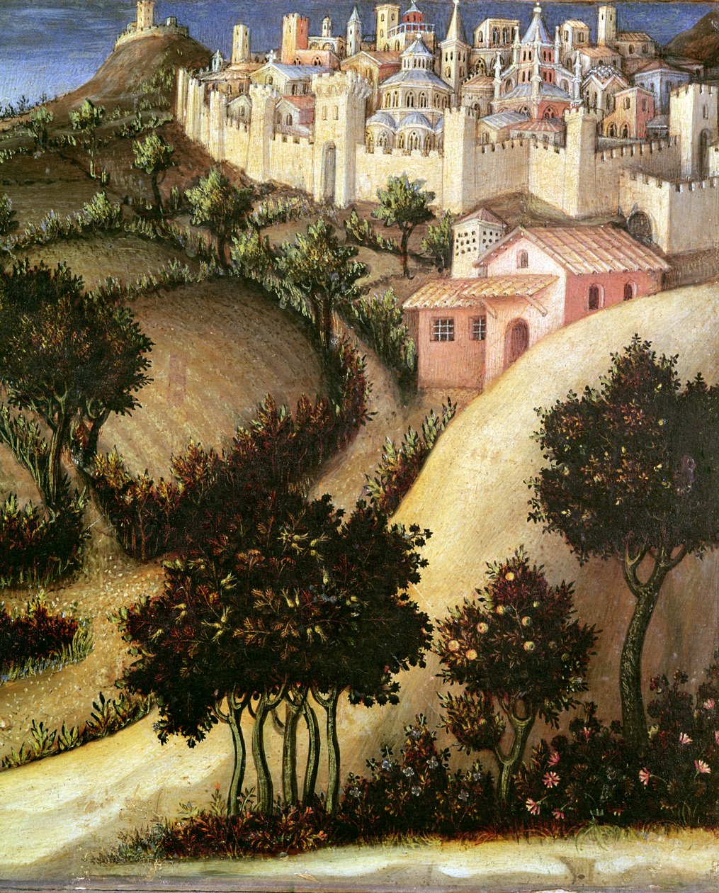 Tilbedelse af Magi-altertavlen, detalje af det centrale predella-panel i Egypten, 1423 (tempera på panel) af Gentile da Fabriano