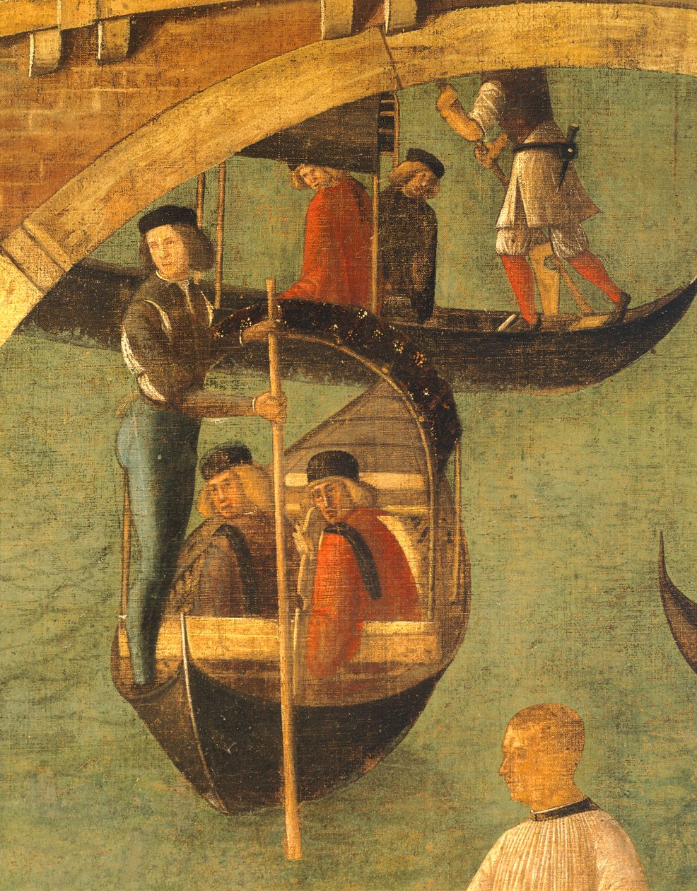 Miracle of Cross at Bridge of San Lorenzo af Gentile Bellini (1429-1507), tempera på træ, 323x430 cm, detalje, ca. 1500 af Gentile Bellini