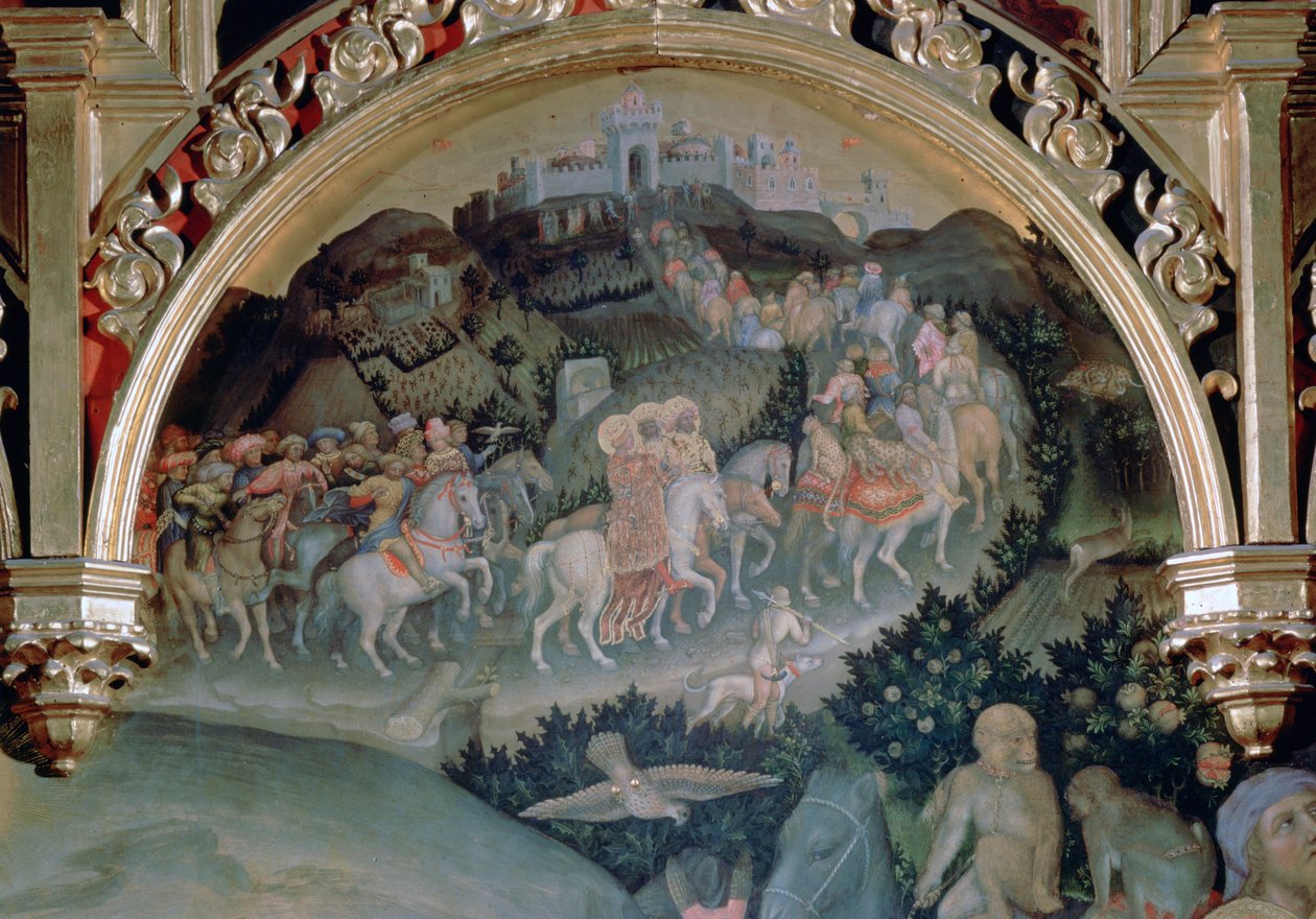 Tilbedelse af Magi Strozzi-altertavlen, detalje, 1423 af Gentile da Fabriano