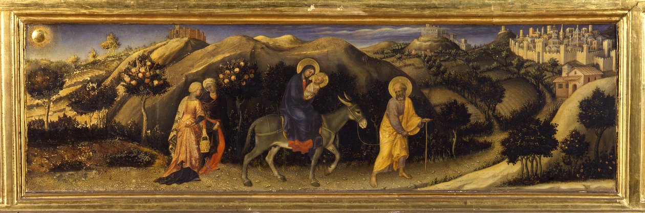 Flyvning til Egypten (Predella of the Adoration of the Magi, Pala Strozzi) af Gentile da Fabriano