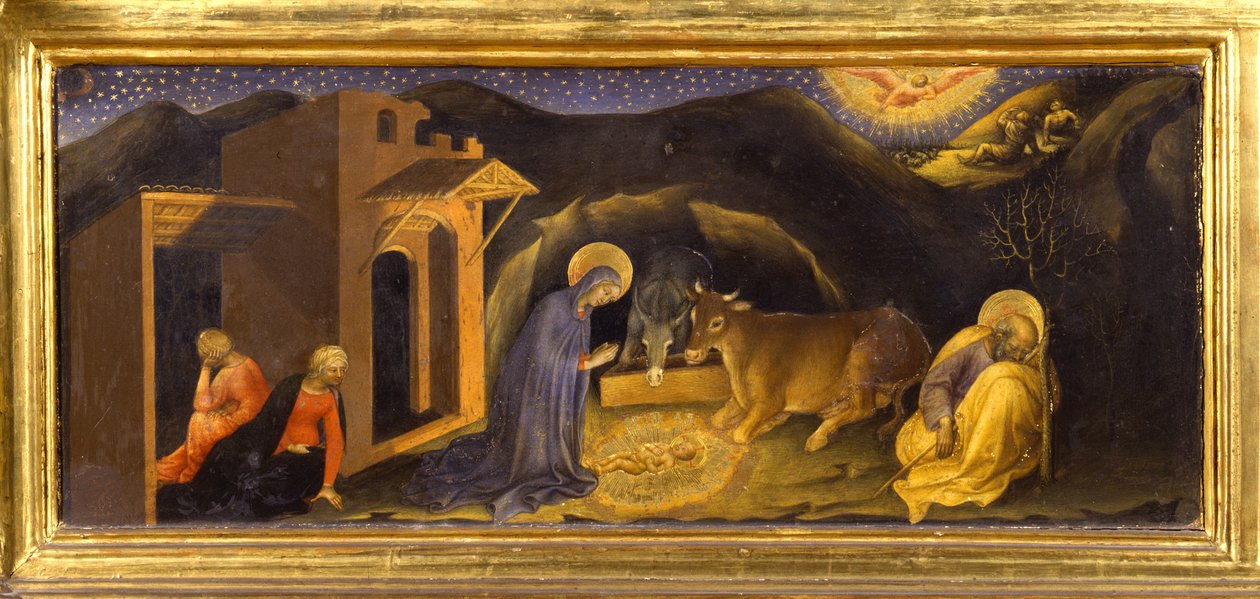 Nativity (Predella of the Adoration of the Eggs, Pala Strozzi) af Gentile da Fabriano