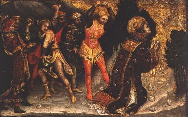Stening af St. Stephen (olie på panel) af Gentile da Fabriano
