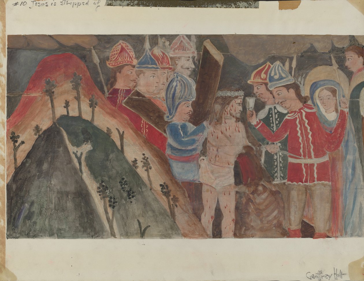 Korsets station nr. 10: Jesus bliver frataget sine klæder, ca. 1936. af Geoffrey Holt
