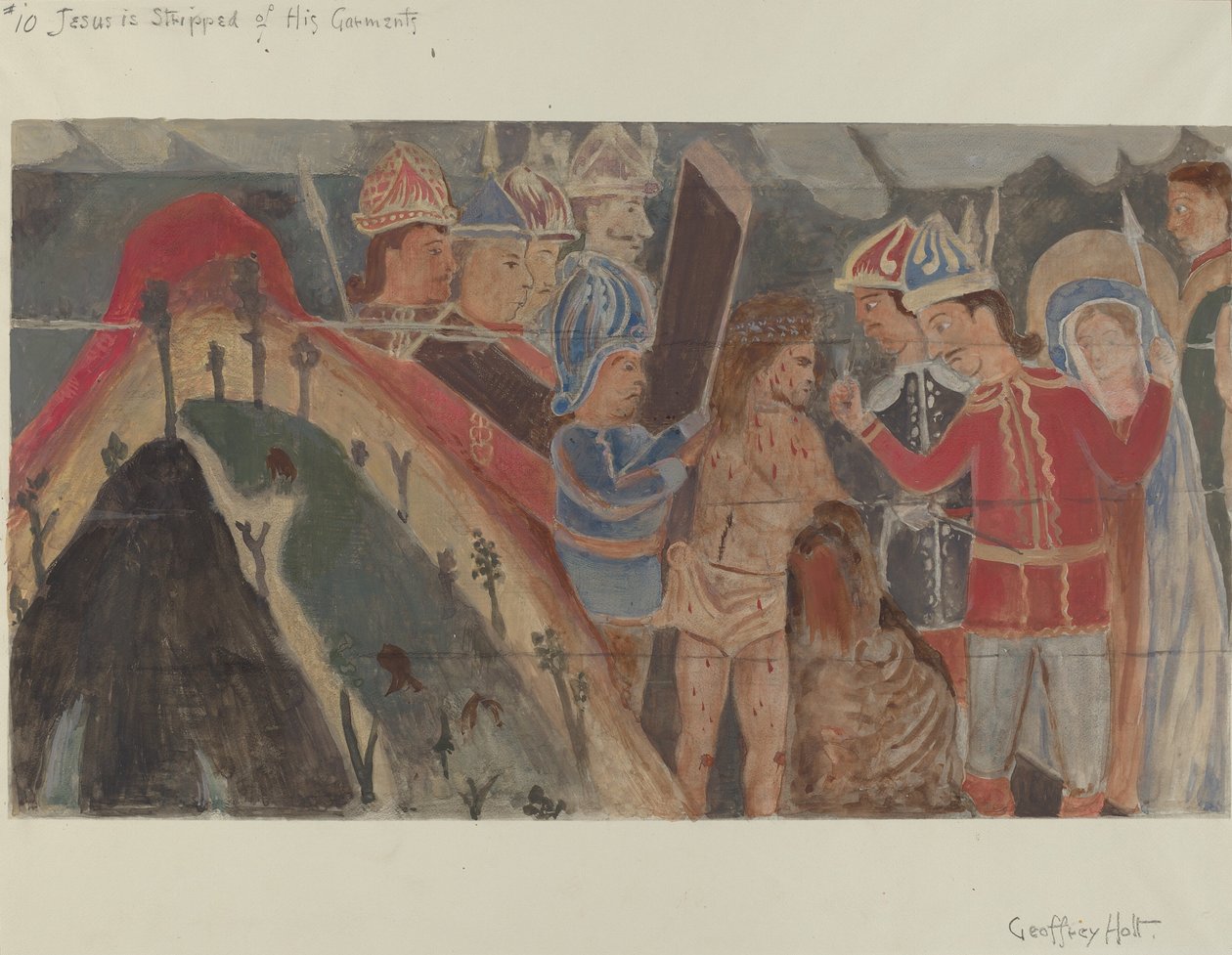 Korsets station nr. 10: Jesus bliver frataget sine klæder, ca. 1936. af Geoffrey Holt