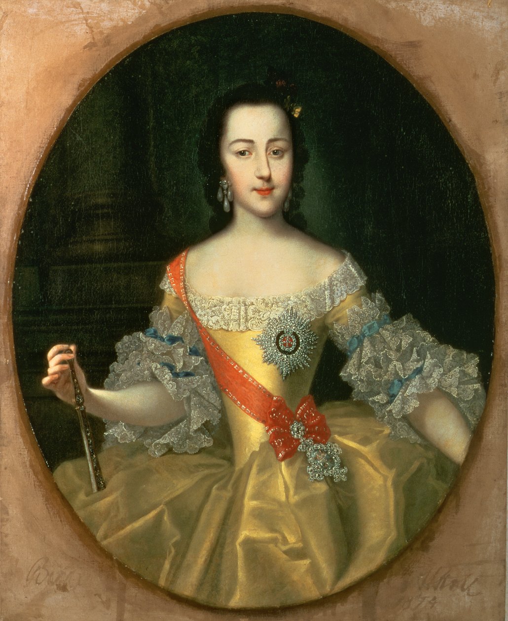 Portræt af storhertuginde Jekatrina Alexeyevna, senere Catherine II, ca. 1745 af Georg Christoph Grooth