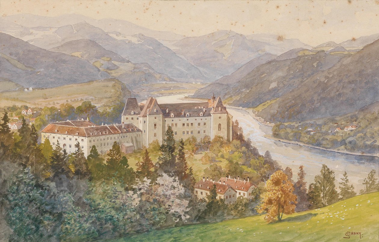 Udsigt over Grein Slot til Donau af Georg Janny
