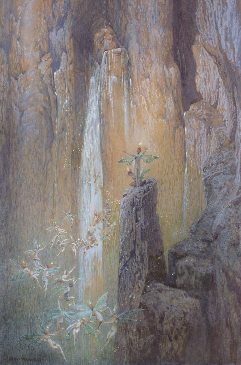 Feer danser ved et vandfald, 1913 af Georg Janny