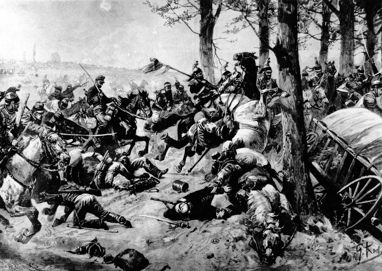De franske panserkavalerister angreb ved slaget ved Sedan den 1. september 1870 af Georg Koch