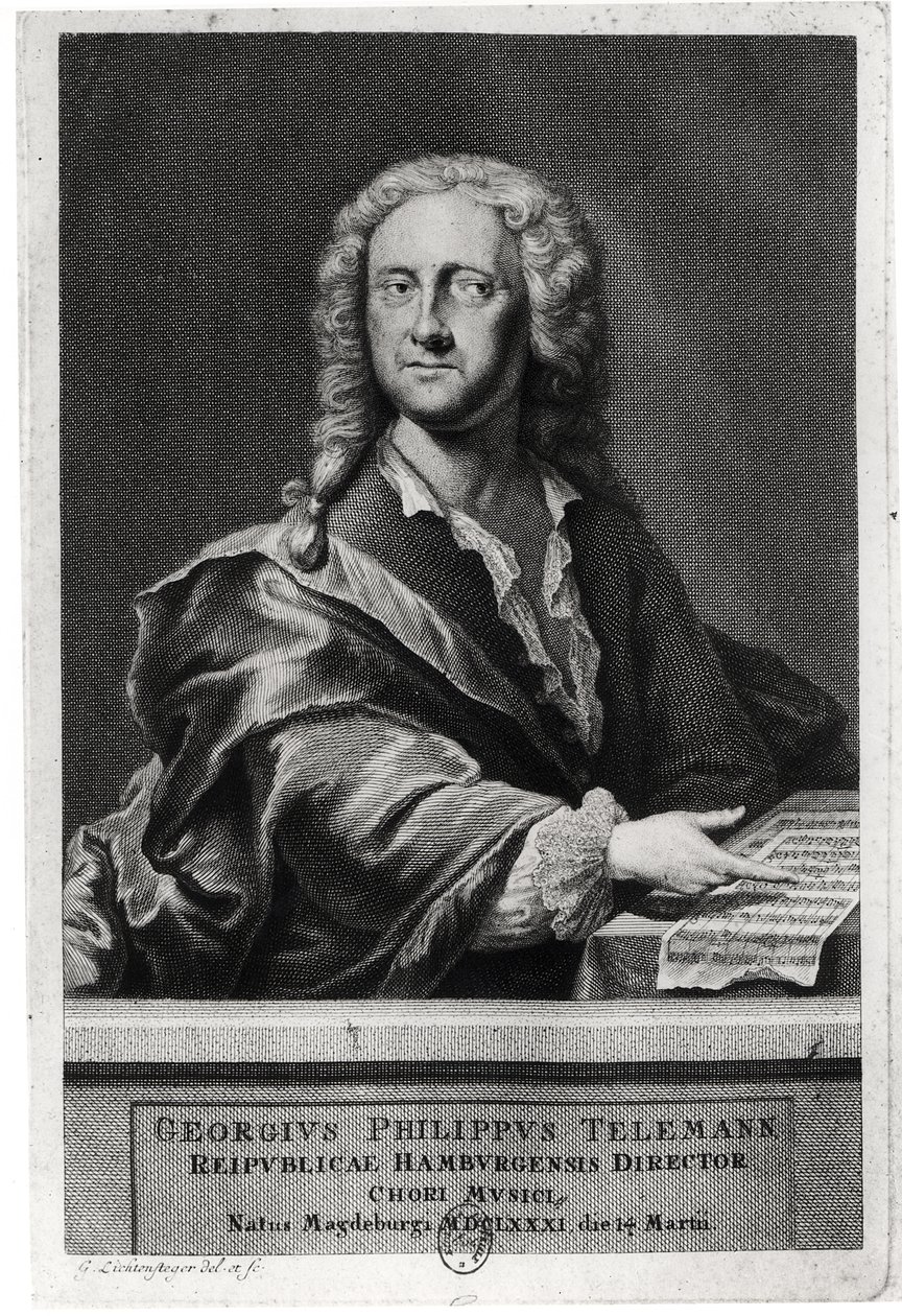 Portræt af Georg Philipp Telemann (1681-1757) af Georg Lichtensteger