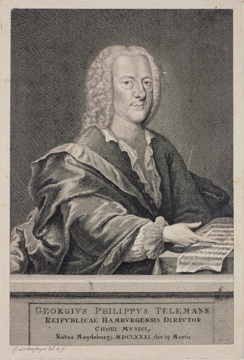 Portræt af Georg Philipp Telemann (1681-1757) af Georg Lichtensteger