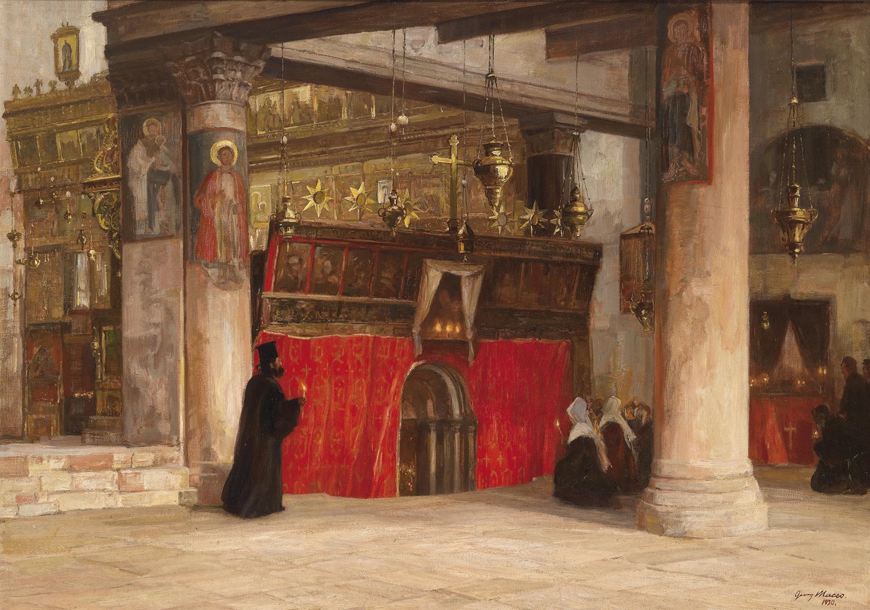 Udsigt over den ortodokse kirke i Bethlehem af Georg Macco