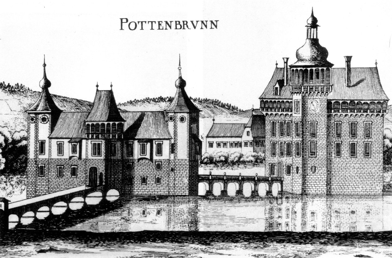 Pottenbrunn Slot i en gravering af Georg Matthäus Vischer fra 1672 af Georg Matthaus Vischer