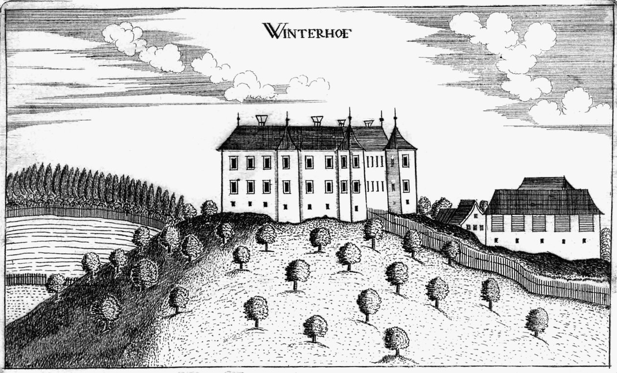 Winterhof Slot i Stögerdorf af Georg Matthaus Vischer