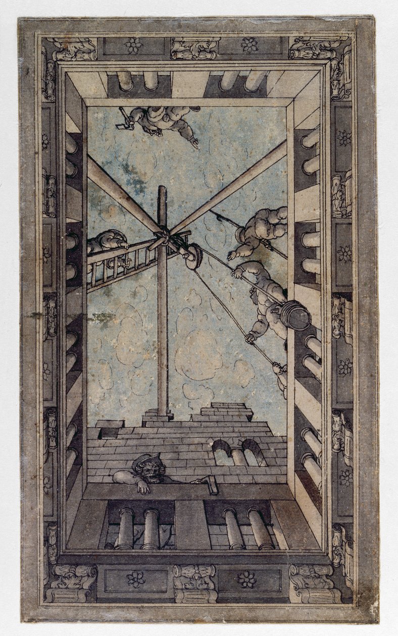 Perspektivdesign til et loft (pen og blæk og vask på papir) af Georg Pencz