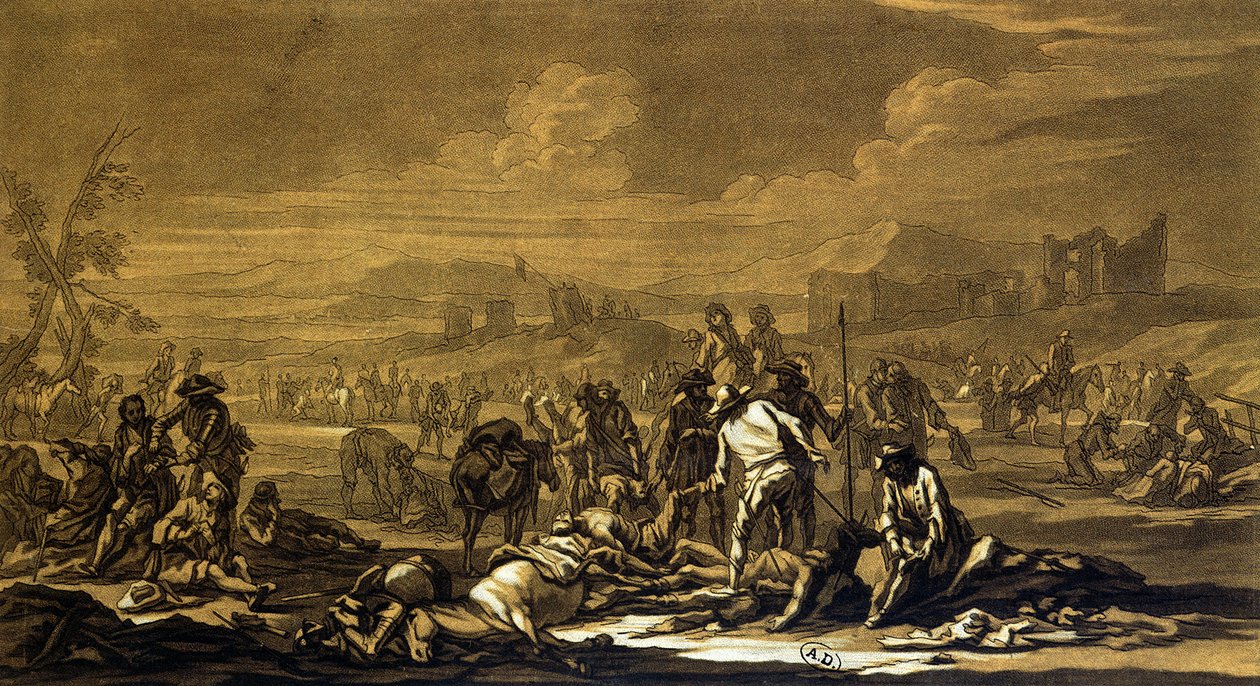 Efter slaget, 1695, graveret af Christian Rugendas (1708-81) ca. 1740 af Georg Philipp I Rugendas