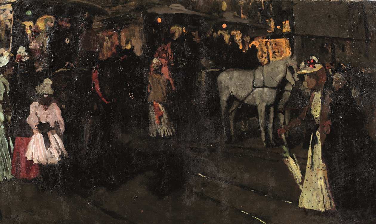 En søndag aften ved Dammen, Amsterdam, ca. 1895 (olie på lærred) af Georg Hendrik Breitner