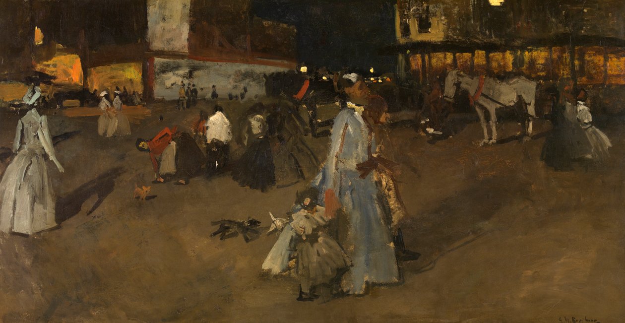 En aften på dæmningen i Amsterdam (olie på lærred) af Georg Hendrik Breitner