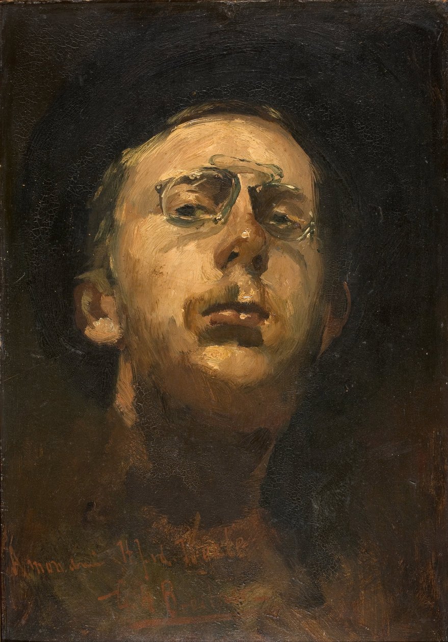 ""Autoportrait au pince-nez"" (Selvportræt med Pince-nez) Maleri af George hendrik Breitner (1857-1923) - ca 1882 - Olie på lærred - Dim 45x31 cm Gemeentemuseum Den Haag (Haag) Holland af Georg Hendrik Breitner