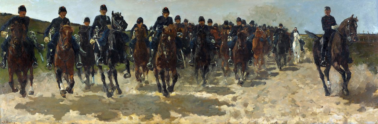 "Cavalry" (Cavalry) Maleri af George Hendrik Breitner (1857-1923) - 1883-1888 - Olie på lærred Dim 137x337 cm Gemeentemuseum Den Haag (Haag) Holland af Georg Hendrik Breitner