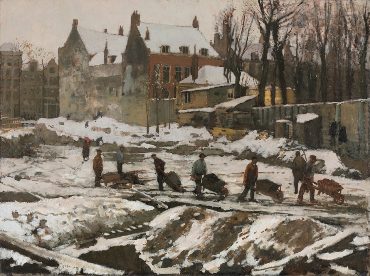 Byggeplads i Amsterdam, ca. 1902 (olie på stof) af Georg Hendrik Breitner