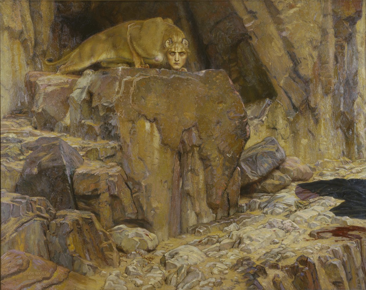 Le sphinx - Sfinxen, af Rosen, Georg von (1843-1923). Olie på lærred af Georg  Rosen