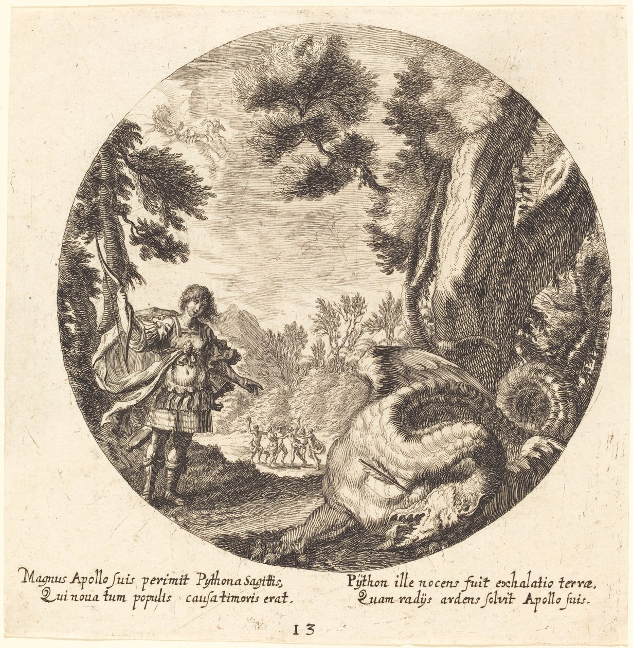 Apollo dræber pytonen af Georg Andreas Wolfgang the Elder