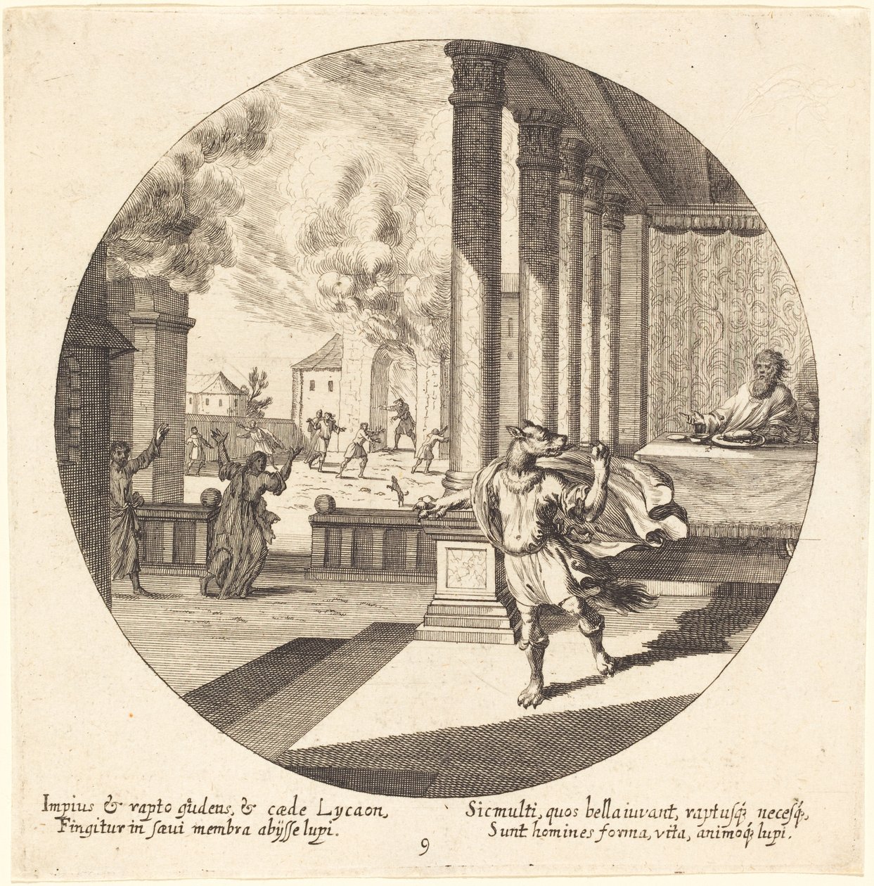 Jove forvandler Lycaon til en ulv af Georg Andreas Wolfgang the Elder