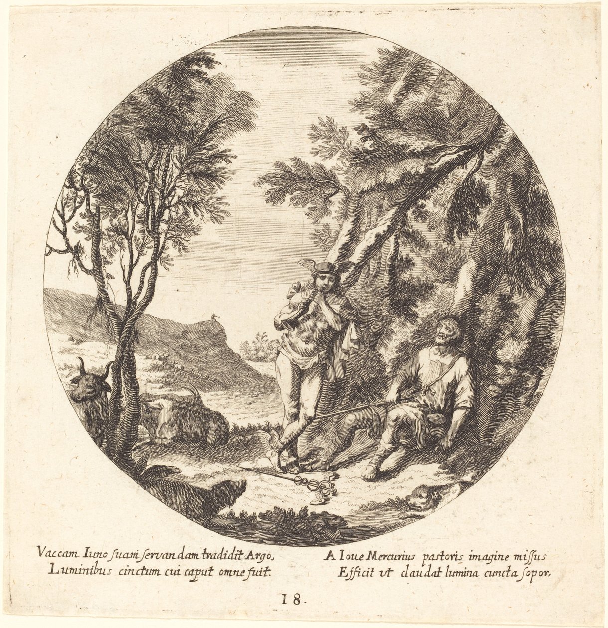 Mercury Lulling Argos i søvn af Georg Andreas Wolfgang the Elder